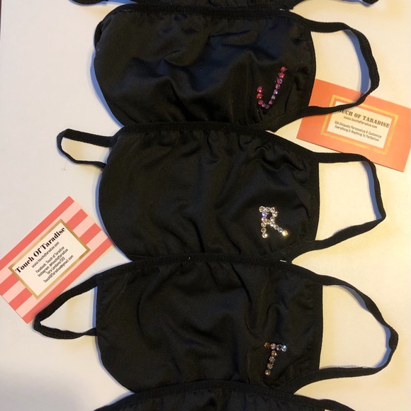 Stunning Rhinestone Initial Mask/Face Covering - Picture 4 of 7